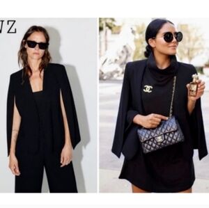 ZARA CAPE BLAZER JACKET NWT BLACK SIZE M